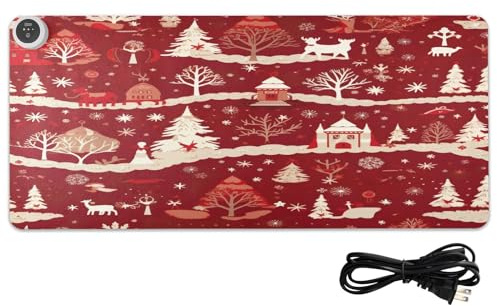 FRMG Weihnachtliche Schreibtischunterlage, beheizte Schreibtischunterlage, beheiztes Mauspad, dreistufige Temperatur, Graphen-Heizplatte, A2012027
