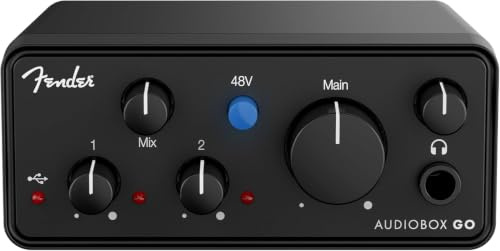 Fender Audiobox Go | Ultrakompakt und Portabel, 2x2, 24-Bit / 96 kHz, USB-C-AufnahmeAudio-Interface. Ideal für Aufnahmen unterwegs oder Desktop-Studios.