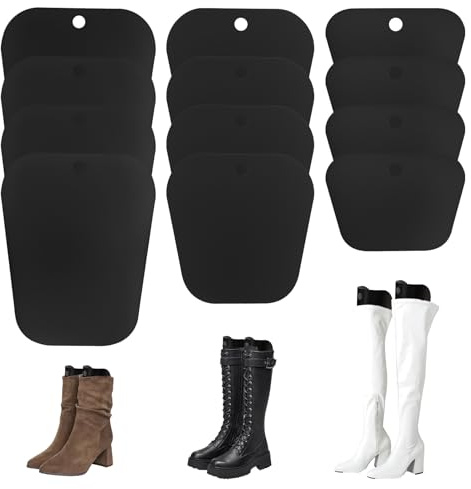 12 PcsBoot Shapers Form Inserts, Long Boot Shapers for Long Boots UK, Reusable Boots Tall Supports, Boot Stand Inserts, Plastic Shoe Trees Stand Holders, Preventing Creasing Bending(Black, 3 Sizes)