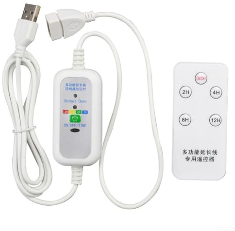 Comgooldool USB-Fernbedienungs-Timing-Kabel mit verstellbarer und 150 cm Verlängerung, 4 Timer und LED-Anzeigen, kompatibel mit USB-Lüftern und LED-Leuchten für flexible Raumluftqualität