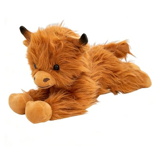 GYHWOFUL Highland Cow Kuscheltier/Hochlandrind Kuscheltier 36 cm – Weiches Plüschtier Kuh für Kinder & Erwachsene, Umarmbar, Niedlich, Reise-Kissen