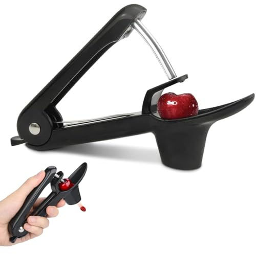 YIPFEN Équeuteur de cerises 1 pièce Dénoyauteur manuel en acier inoxydable pour cerises et fruits, noir
