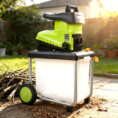 Sushangmao Biotrituratore Elettrico da 2800 W, Tritura Fino A 45 Mm/1,77, 5000 Giri/Min, con Contenitore di Raccolta Staccabile da 60 L, per Detriti da Giardino, Foglie E Rami