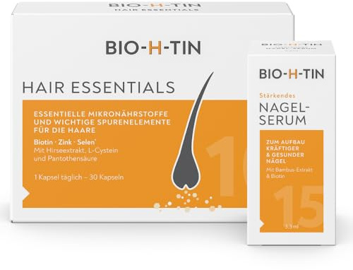 BIO-H-TIN Hair Essentials, 30 Kapseln + gratis BIO-H-TIN Nagel-Serum 3,3 ml | Nährstoffkombination mit Biotin, Zink & Selen für den Erhalt normaler Haare + 4-fach-Formel für kräftige Nägel