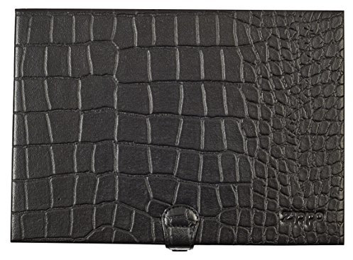 Zippo Collector's Case für Sturmfeuerzeuge - Leder mit Alligatormuster - Rotes Samtpolster - Platz für 8 Feuerzeuge - Ideal für Sammler