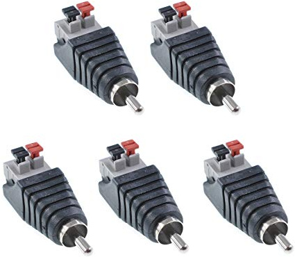 Oiyagai 5 Pezzi Adattatore RCA Maschio a 2 Morsetti a Molla per Audio Video AV senza Saldatura