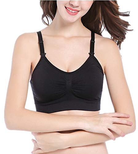 FANSU Stillen BH, Damen Freisprechloser ohne Bügel Nahtlose Schwangerschafts Still Frauen-Hände-frei Milchpumpe Pump-BH (XL,Schwarz)