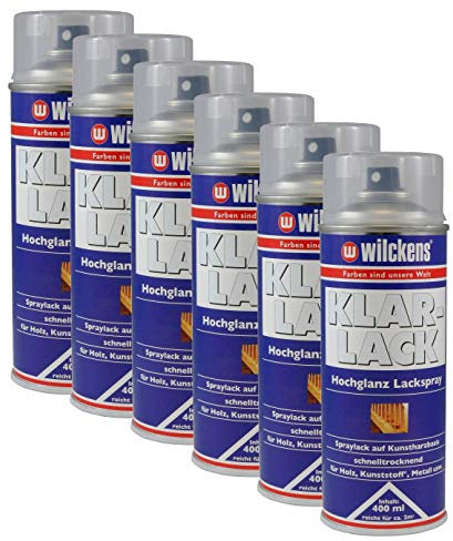 6x Wilckens Lackspray Klarlack Hochglanz 400ml Spraydose Sprühlack Spraylack