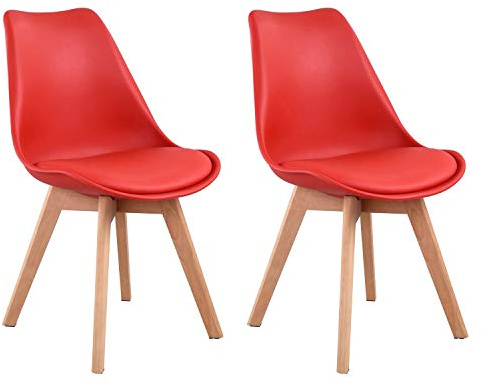 Happy Garden Lote de 2 sillas escandinavas Nora Color Rojo con cojín