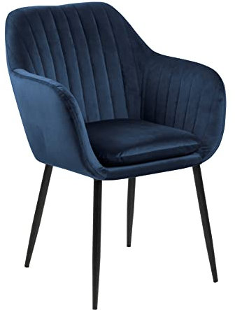 AC Design Furniture Wendy Esszimmerstuhl, B: 57 x T:61 x H: 83 cm, Dunkelblau/Schwarz, Samt/Metall, 1 Stk.