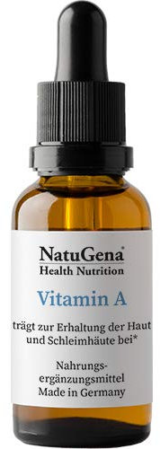 NatuGena Vitamin A, Augenvitamin fördert den Erhalt der Sehkraft sowie der Haut und Schleimhäute, 450 Tropfen, 15ml, für 150 Tage