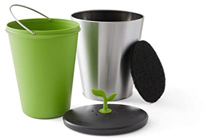 Chef'n 5269025 EcoCrock - Bidone per composti, in acciaio inox, grigio