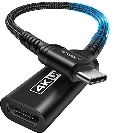 JSAUX Adaptador USB C HDMI 4K, Adaptador USB Tipo-C Thunderbolt 3 a HDMI Compatible con MacBook Pro/Air, iPad Mini 6/Pro, DELL XPS 15, Samsung Galaxy S23/S22/S10/S9, Huawei P40, Surface Pro 8 -Negro