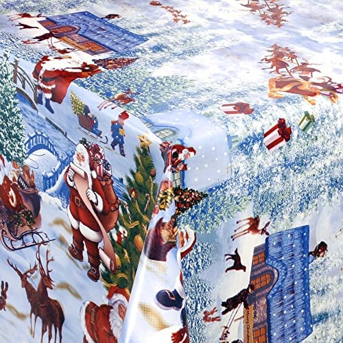 Wachstischdecke Wachstuch Tischdecke Gartentischdecke abwaschbar eckig 140x140 cm Weihnachtsdorf Blau