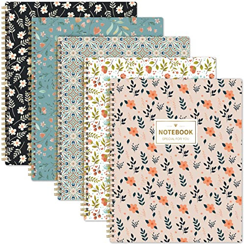 Notizbücher A4-liniertes Journal - 5er-Pack gefüttertes A4-Notizbüch-Journal mit weichem Ring, 29,6 x 23 cm, leicht abreißbar