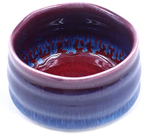 ANCLLO Authentic Japanese Traditional Tea Ceremony Matcha Bowl Chawan Handcrafted in Japan, Purple Red Glaze