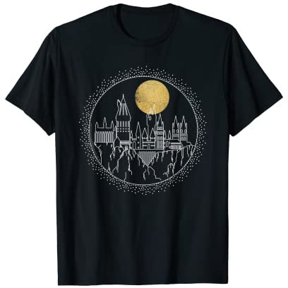 Harry Potter Hogwarts Full Moon Line Art Camiseta