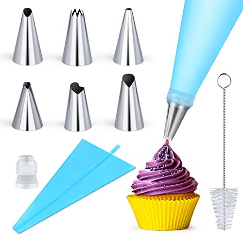 ELECLAND 9 Pcs Piping Bags and Nozzles Set, Reusable Piping Bag Icing Piping Cream Pastry Bag Cake Nozzle for DIY Cake Decorating
