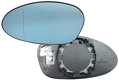 HZ-DESIGN kompatibel mit Spiegelglas Spiegel Außenspiegel Glas Links Blau beheizt passend für BMW 1er E80 3er E90