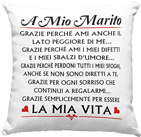 Federa per Cuscino Marito Speciale, Idea Regalo di Compleanno Originale, Frasi D'amore, Arredamento Casa Divano Letto - senza Imbottitura (40_x_40_cm, A mio Marito)