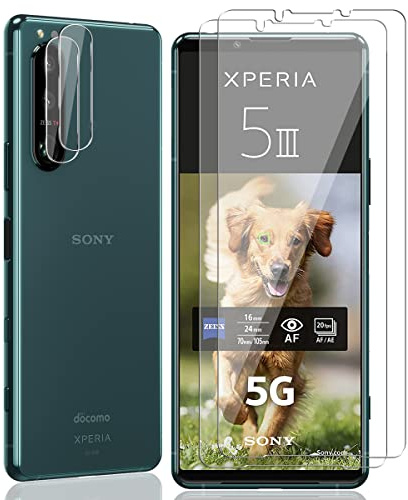 AnnhanT Panzer Schutz Glas für Sony Xperia 5 III 5G, 2 Stück Schutzfolie mit 2 Stück Kameraschutz Camera, 9H Härte Glasfolie Kratzfest, HD-klar Folie Displayschutz für Sony Xperia 5 III 5G