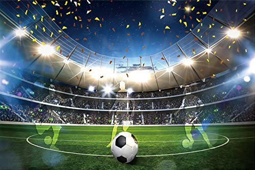 Renaiss 3x2.5m Terrain de Football Photographie Toile de Fond Terrain de Football Stade projecteur Fond Amateurs de Football Papier Peint fête décoration garçon Portrait photomaton Accessoires