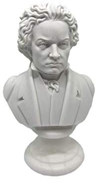 Büste von Ludwig van Beethoven - Nachbildung in Marmor- und Harzagglomeration. Bemalt und beschichtet. Höhe 16 cm. Gewicht ca. 350 g.