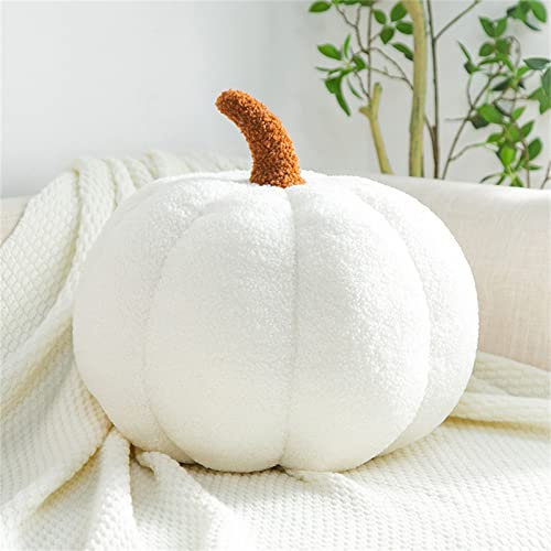 EXQUILEG 3D Plüsch Kürbis Dekokissen Kopfkissen Kissen Geburstagsgeschenke Sitzkissen Zierkissen für Kinderzimmer Sofa Dekoration (Weiß,30cm)