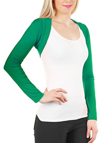 Toocool Torera Corta Mujer Bolero Manga Larga Elástica Cardigan Elegante CC-816 [Verde Bandera, Talla única]