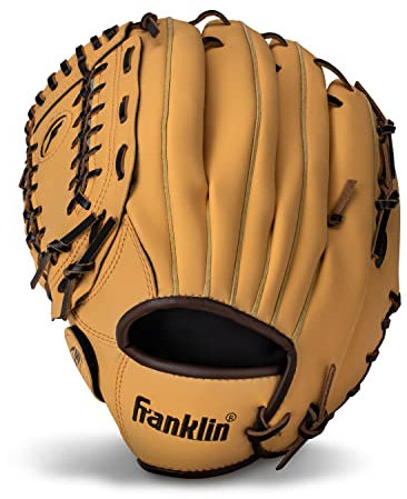 Franklin Sports Baseball + Softball Glove - Field Master Baseball + Softball Mitt - Adult + Youth Glove - Men's + Women's Baseball + Softball Gloves - Left Hand Throw - 12 - Camel Brown