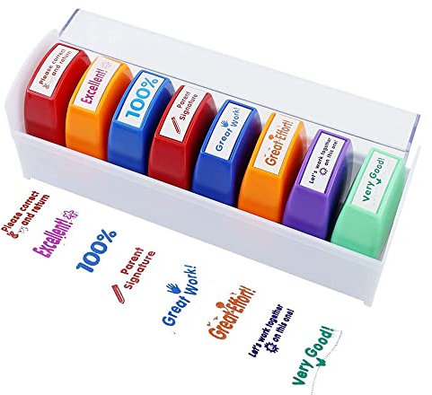 Lehrer-Stempel, Stempel für Schullehrer, 8 selbstfärbende Lehrer-Stempel, Pre-Ink-Belohnungsstempel, Mustersortierte Stempel, selbstfärbende Kunststoff-Stempel, Feiertagsgeschenke