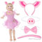 HAMOOM Schwein Kostüm Kinder Schweinekostüm Schweine Kostüm Cosplay mit Rosa Schweineohr Schwanz Nase Fliege Faschingskostüme für Jungen Mädchen Kindergeburtstag Karneval Fasching Party
