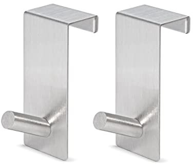 JOGEL & PETZ® Flipchart Türhaken - Platzsparende Alternative zum Flipchart Ständer - Integrierter Türschoner - [2er Set - Tür-Vorderseite - Edelstahl]