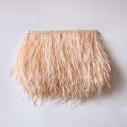 Straußenfedern-Borte,Straußenfedern Stoffstreifen,Feder fransen Band,Fransen mit Satinband für Dream Catcher Crafts,Kostüme,Hüte,basteln,Zuhause Dekor,Halloween,DIY Dekoration 3 Meter,Champagner