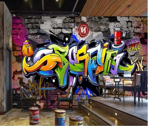 Papier Peint Panoramique Graffiti Industriel Papier Peint 3D Intissé Decoration Murale Chambre Salon