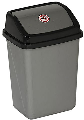 URBNLIVING 5L/20L/30L/50L Plastic Waste Management Recycling Bin Trash Can Dustbin with Swing Lid for Office, Kitchen and Bathroom (5L Black/Grey)