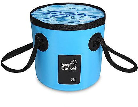 Faltbarer Eimer, Multifunktions Falteimer, 20 L, Outdoor Faltschüssel für Angeln, Reisen, Camping, Wandern, Blau