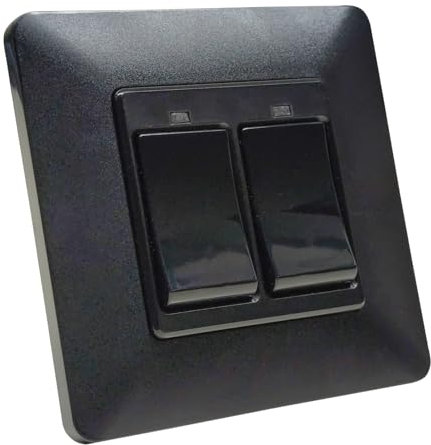 LED ATOMANT Interruptor Inteligente Wifi 2 Pulsadores, Color Negro, Apariencia Clasica con medidas Standard, Pulsador de pared Control Mediante APP Smart Life, Compatible con Alexa, Google Assistant