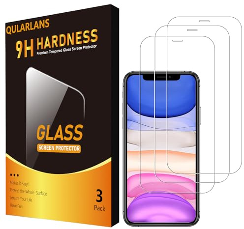 Qularlans 3 Pack Displayschutzfolie für iPhone 11/XR 6,1 Zoll, 9H Härte Stoßfest Hartglas HD Ultra Klar