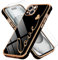 LCHULLE Compatible with iPhone 15 Case for Women Girls,Cute Luxury Plating Love Heart Design Soft TPU Cover Shockproof Full Camera Lens Protection Phone Case for iPhone 15 6.1 inch,Black