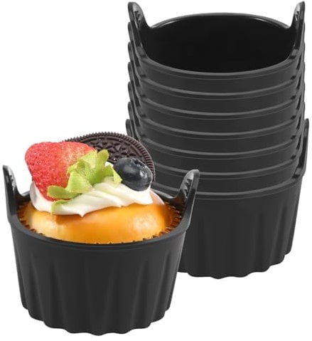 Nvanvmm Air Fryer Baking Cup Egg Cooker Mould Silicone Ramekins for Air Fryer(Pack of 8), Black