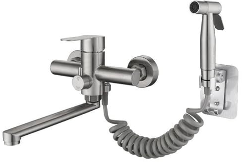 Wasserhahn Küche Wandmontage Mit Spritzpistole - 3 Wasserstrahlarten, 360° Drehbar Auslauf, Edelstahl Armatur für Küche
