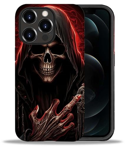yicomon Kompatibel mit iPhone 12 Pro Max Hülle, Cool Red Skull Muster Print Matte Handyhülle Langlebig Mode Lustig Flüssigsilikon Hülle Weich Anti-Kratzer Stoßfest Schutzhülle