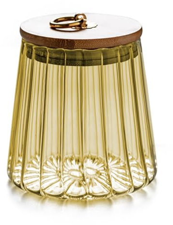 Soulnioi Amber Glass Jars with Bamboo Lids Food Storage Containers Decorative Food Storage Airtight Jar for Tea Coffee Sugar (Taper)