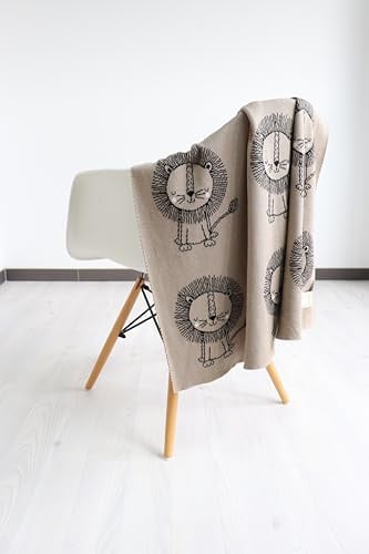 Kaiser 65234 The Lion Babydecke Strick Fb. Stone - Natural Combo 100% Bio Baumwolle (KBA) atmungsaktive Babydecke Ganzjährig Neugeborene Kinderwagendecke Babyschalendecke