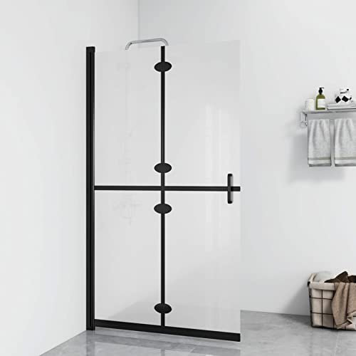 Rantry Foldable Walk-in Shower Wall Frosted ESG Glass 110x190 cm, Bath Enclosure, Bathroom Shower Screen Panel, Shower Screen Partition Enclosure Cubicle Walls Surrounds Door Shower Walls & Surrounds