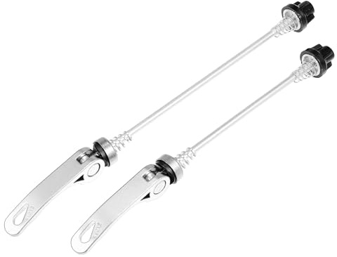 Motoforti Fahrrad-Schnellspannhebel Vorne Hinten Silber 2 STK | Aluminiumlegierung, Stahl, Vorderer Länge 145mm, Hinterer Länge 180mm, Gewindemaß M5x0.8, Mutterlänge 17mm