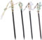 Lot de 4 baguettes à cheveux traditionnelles chinoises en bois avec fleur - Épingles à cheveux longues rétro - Fourchette à cheveux japonaise avec pompon pour femmes et filles
