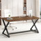 IBF Rustic Brown Computer Desk, Farmhouse Home Office Desk, Industrial Wood Metal Legs Work Desk for Writing Study, Vintage Minimalist Laptop Executive Workstation PC Gaming Table in Bedroom, 140 CM