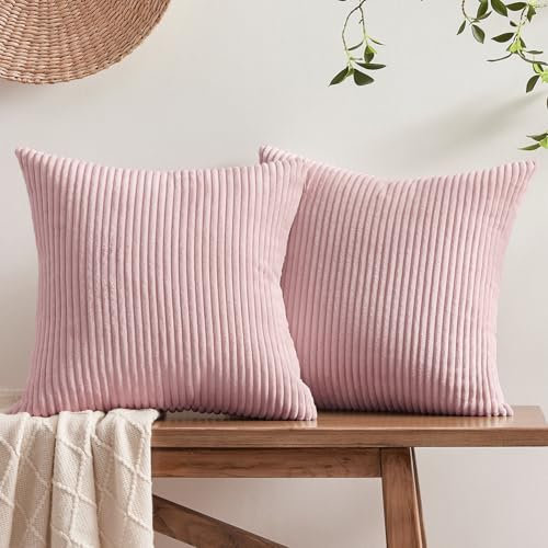 Softalker Cord Kissenbezug 40x40 rosa flauschig 2 Stücke Kissenhüllen Sofakissenbezüge Sofakissen Dekokissen Couchkissen Aesthetic Deko für Sofa Wohnzimmer Schlafzimmer Bett Mädchen Zimmer